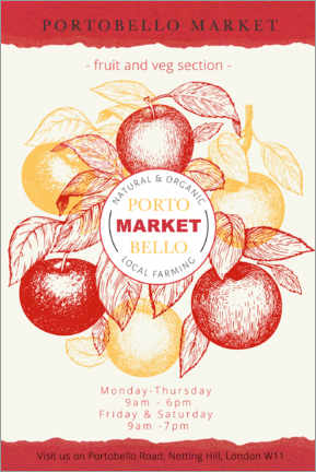Poster Portobello Market London - Organic Apples