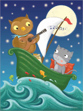 Poster  cute animal boat trip - Lucy Barnard