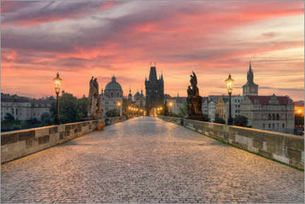 Poster Charles Bridge Prague early morning