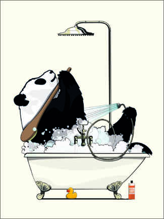 Poster Giant Panda Bear in the Bath