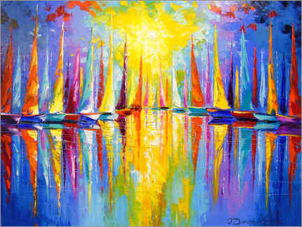 Poster Rainbow sailboats