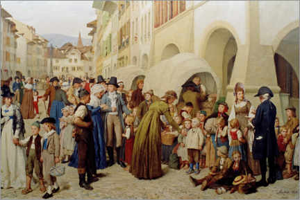 Wall sticker  The children of the countries, invasion of the French in Nidwalden, 1876 - Albert Anker