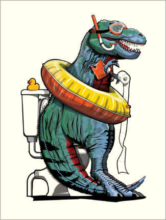 Poster Tyrannosaurus Dinosaur on the Toilet