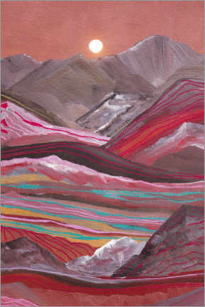 Wall sticker  Rainbow Mountains and full moon - Vivi Gonzalez