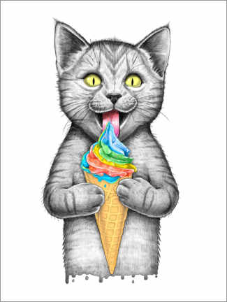 Poster  Cat with ice cream - Nikita Korenkov