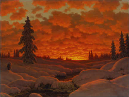 Foam board print  Winter Landscape dipped in red - Ivan Fedorovich Choultsé