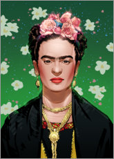 Poster Frida Kahlo with gold jewellery