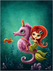 Poster Mermaid with a seahorse