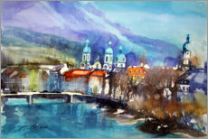 Poster View to the Inn Bridge and Innsbruck Cathedral