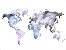 Poster World map in watercolor