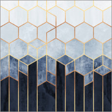 Poster  Blue hexagons - Elisabeth Fredriksson