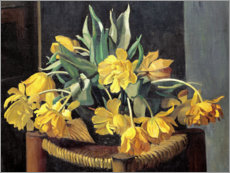 Poster  Double Yellow Tulips on a Wicker Chair - Félix Édouard Vallotton