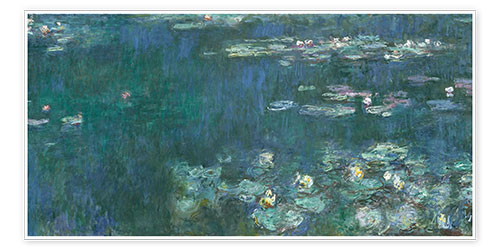 Poster Water Lilies, Green Reflections 2