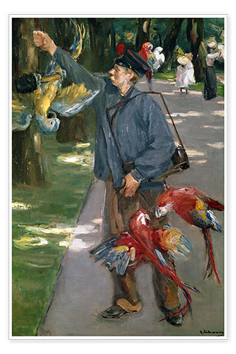 Poster Man with Parrots