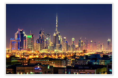Poster Dubai skyline at night
