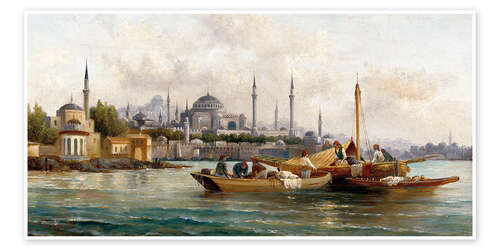 Poster Merchant Vessels in Front of Hagia Sophia, Istanbul