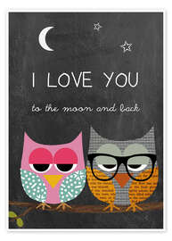 Poster Owls - I love you to the moon and back