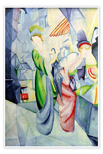 Poster Women in front of a hat shop