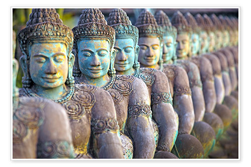 Poster Green Buddha statues, Cambodia
