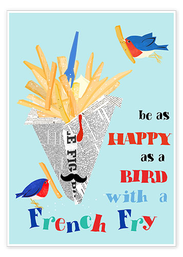 Poster Bird with a french fry