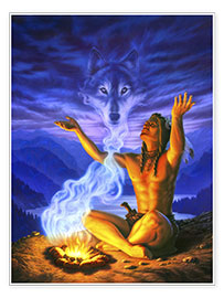 Poster Indian wolf spirit