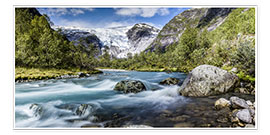 Poster Norwegian Wilderness - mountain stream and glaciers