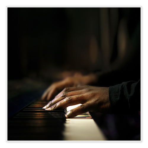 Poster Close-up of a pianist's hands playing the piano