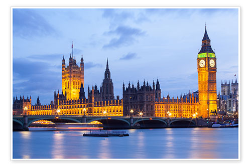 Poster Big Ben and Westminster Bridge, London