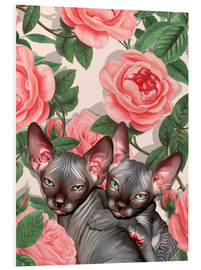 Foam board print  Sphynx kitten with roses - Mandy Reinmuth