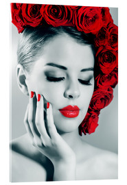 Acrylic print  Rose lady with red lips