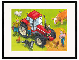 Framed art print  Red Tractor - Helmut Kollars