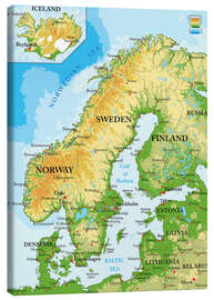 Canvas print  Scandinavia, Topographic Map