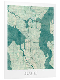 Foam board print  Seattle Map Blue - Hubert Roguski