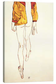 Canvas print  Standing half naked with a brown shirt - Egon Schiele