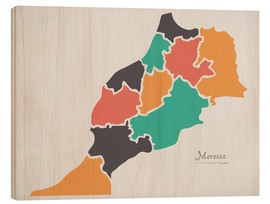 Wood print  Morocco map modern abstract with round shapes - Ingo Menhard