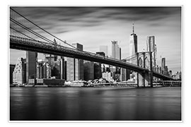 Poster New York City - Brooklyn Bridge and Skyline