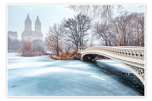 Poster Central Park Winter, Bow Bridge