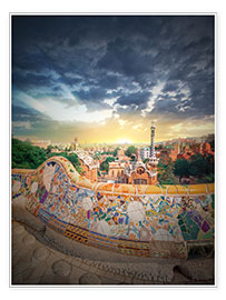 Poster The famous park Guell in Barcelona