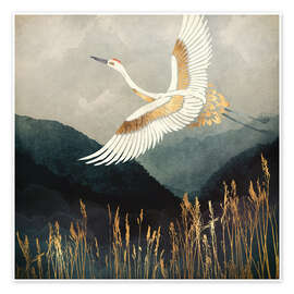 Poster Elegant Flight of a Crane