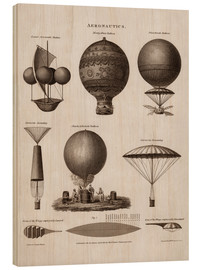 Wood print  Illustration of early hot air balloon designs - John Parrot