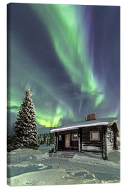 Canvas print  Northern Lights frame a wooden hat - Roberto Sysa Moiola