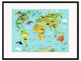 Framed art print  Animal Worldmap - Kidz Collection