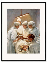Framed art print  Appendicitis surgery in the military hospital - Francis Dodd