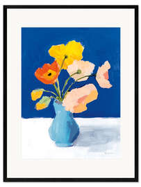 Framed art print  Poppies on Blue - Pamela Munger